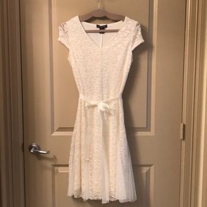Ivory Lace Cap Sleeve Dress